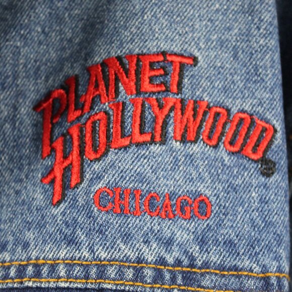 Vintage 90's Planet Hollywood Embroidered Jean Denim Jacket Size Medium Chicago - Picture 6 of 11